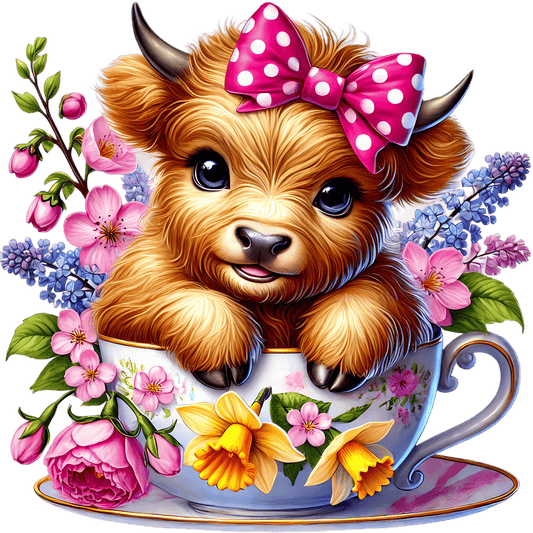 Bügelbild Frühlings Highland Kuh #4 Fylou's Style