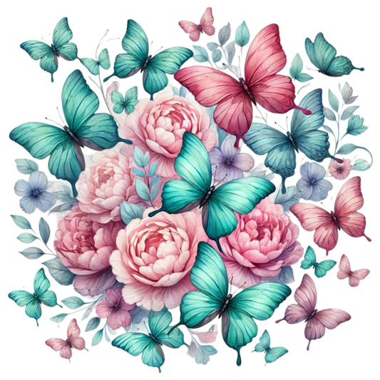 Bügelbild Frühlings Schmetterlings Schwarm Fylou's Style