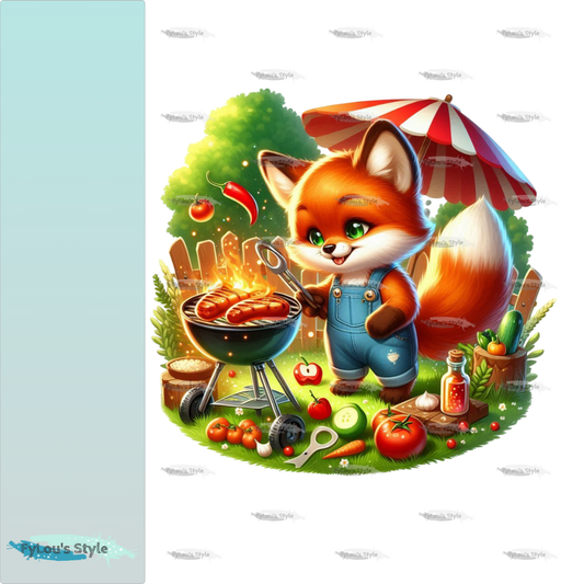 Bügelbild Fuchs beim grillen #1 Fylou's Style