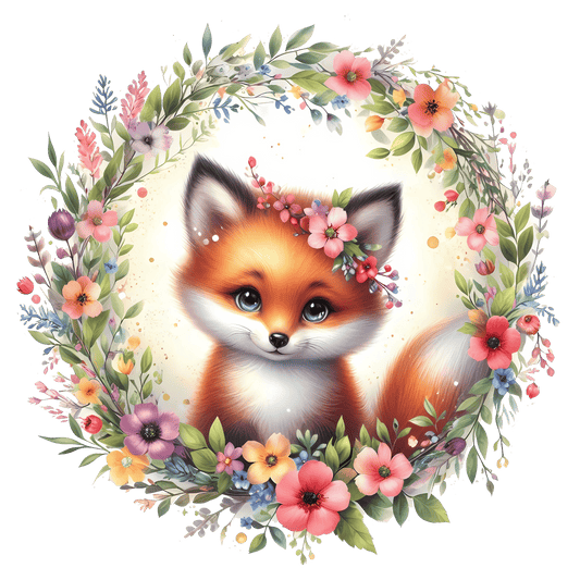 Bügelbild Fuchs im Blumenkranz Fylou's Style