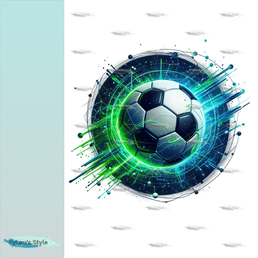 Bügelbild Fussball Neon Grün blau Fylou's Style