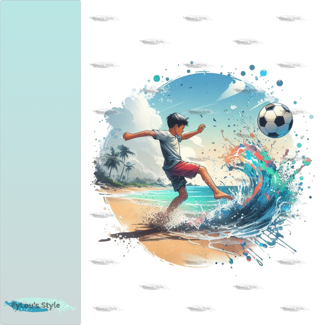 Bügelbild Fussball am Strand #2 Fylou's Style