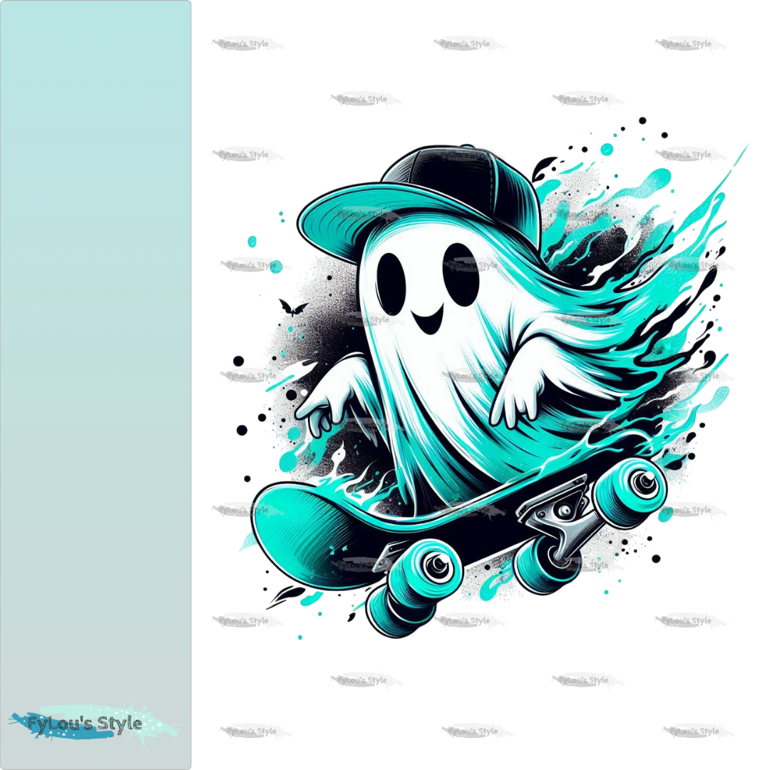 Bügelbild Geist auf Skateboard Mint #1