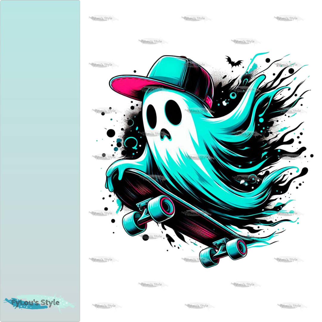 Bügelbild Geist auf Skateboard Mint #2