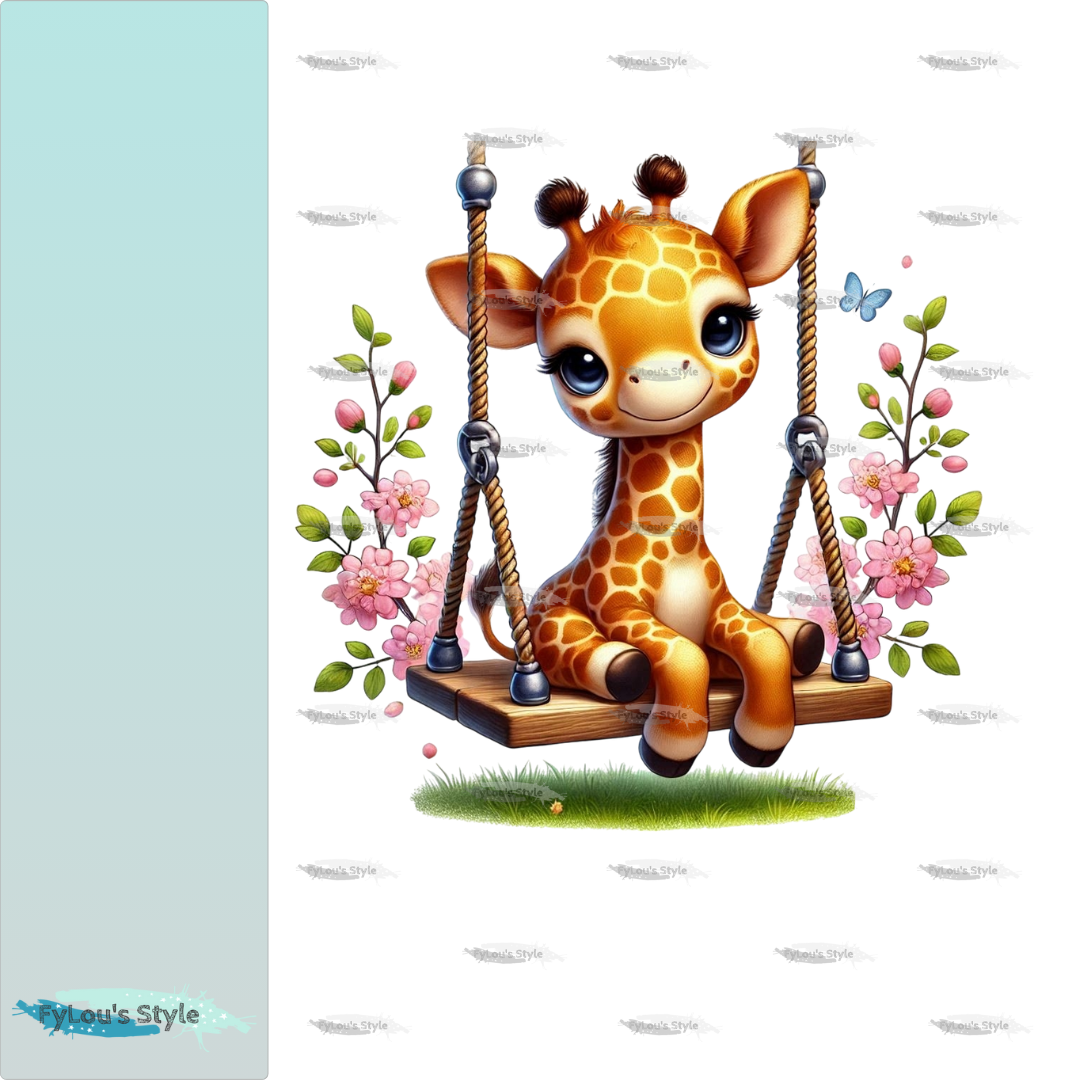 Bügelbild Giraffe auf Schaukel #1 Fylou's Style