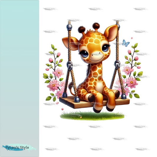 Bügelbild Giraffe auf Schaukel #1 Fylou's Style