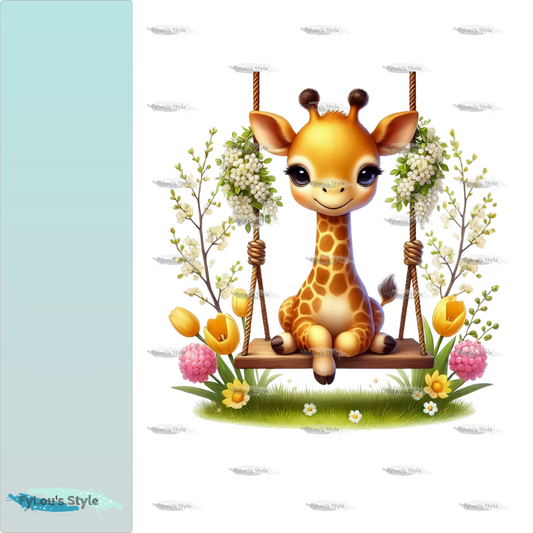 Bügelbild Giraffe auf Schaukel #3 Fylou's Style