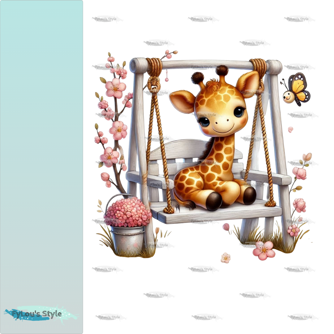 Bügelbild Giraffe auf Schaukel #4 Fylou's Style
