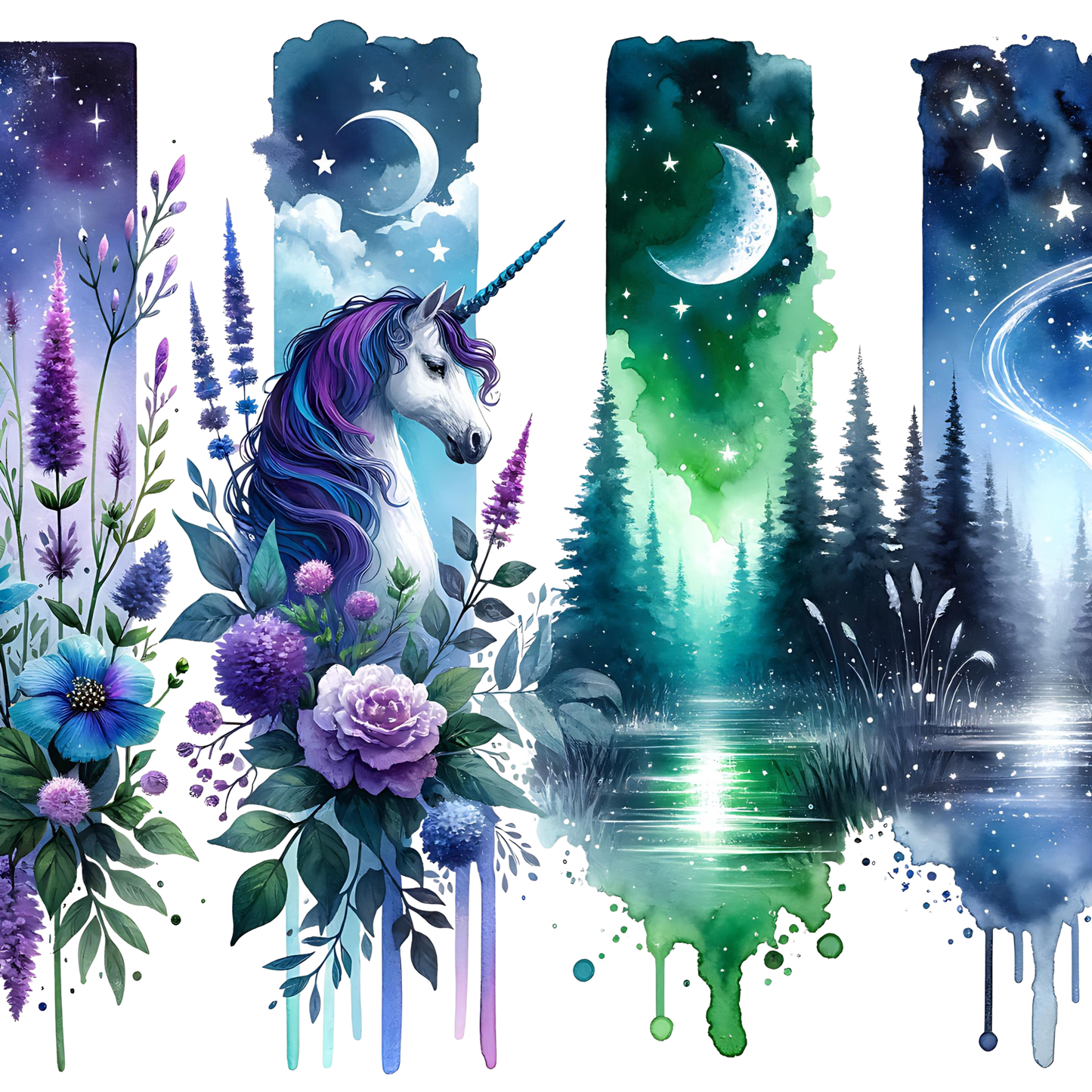 Bügelbild Streifen Motivwelt "Glitzer Einhorn"