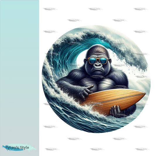 Bügelbild Gorilla mit Surfboard #3 Fylou's Style