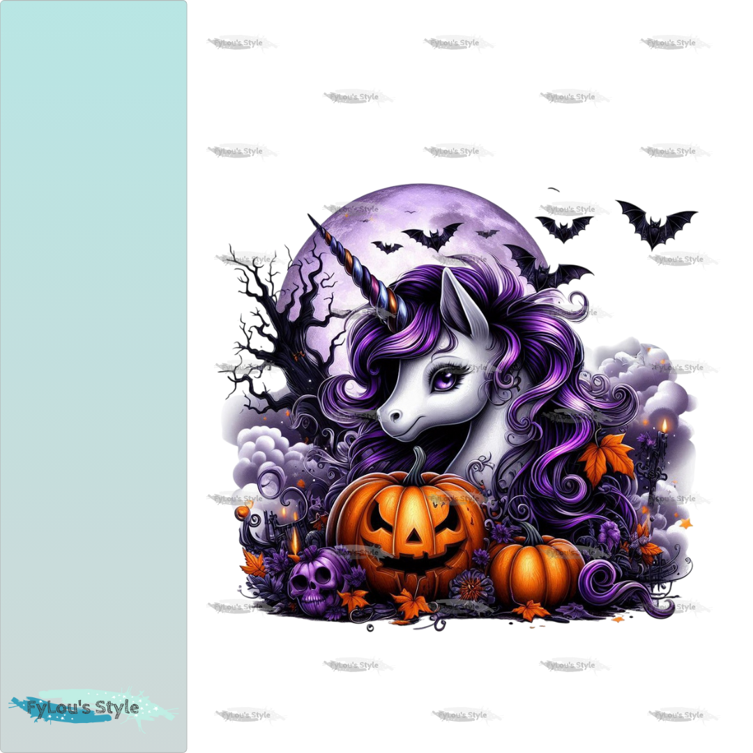 Bügelbild Gothik Halloween Einhorn #1