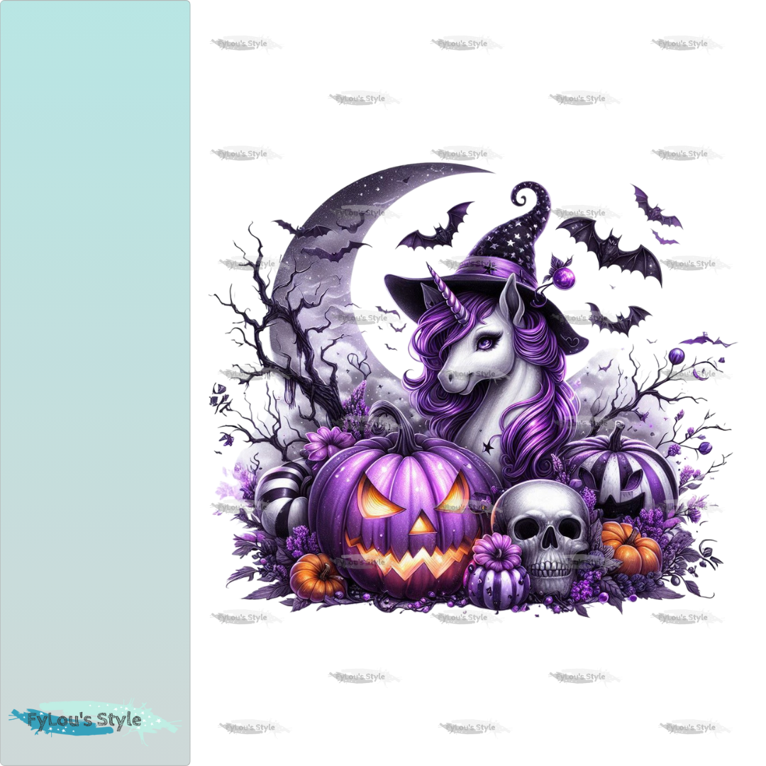 Bügelbild Gothik Halloween Einhorn #2