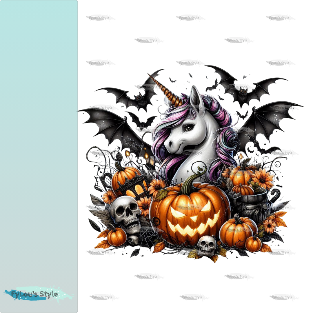 Bügelbild Gothik Halloween Einhorn #3