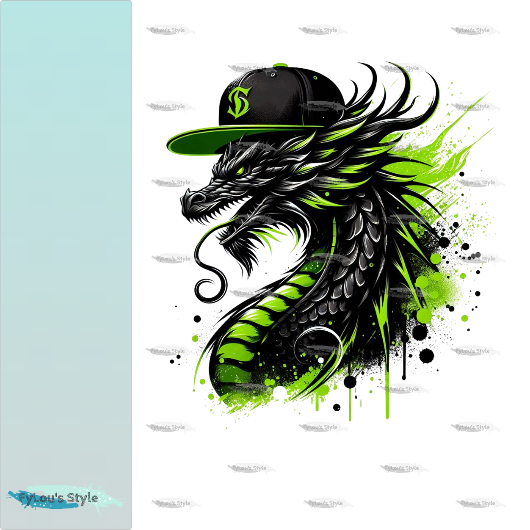 Bügelbild Green Neon Black Dragon #3