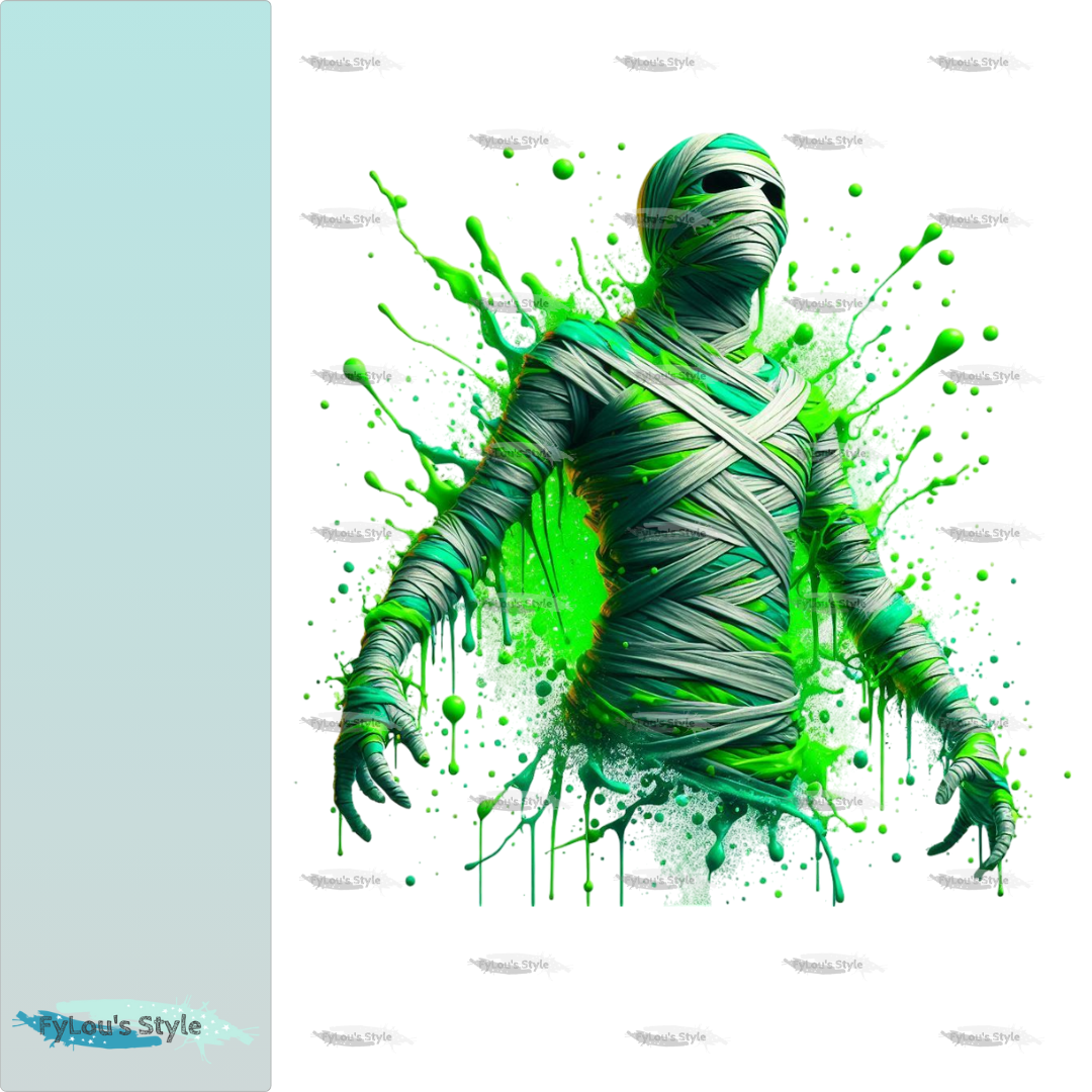 Bügelbild Green Neon Mumie #3