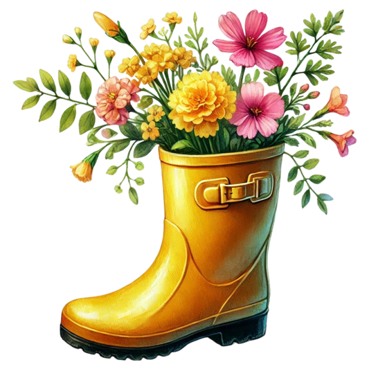 Bügelbild Gummistiefel mit Blumen #1 Fylou's Style