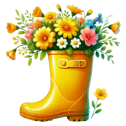 Bügelbild Gummistiefel mit Blumen #3 Fylou's Style