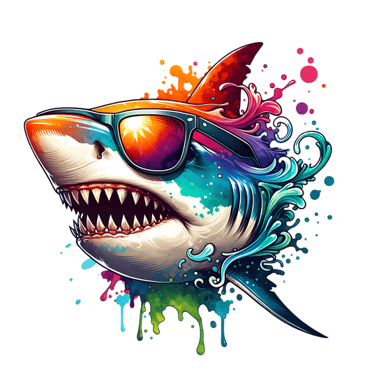 Bügelbild Hai mit Sonnenbrille Fylou's Style