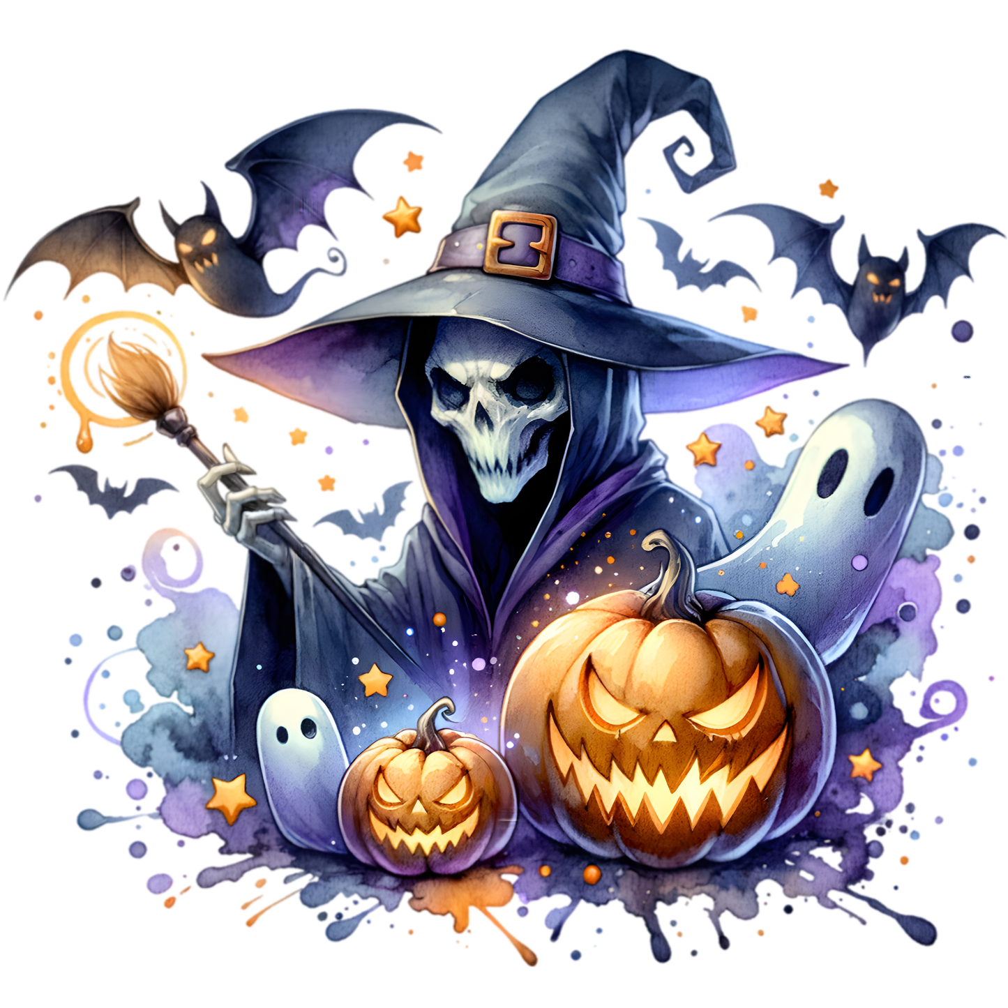 Bügelbild Halloween Hexen Geist