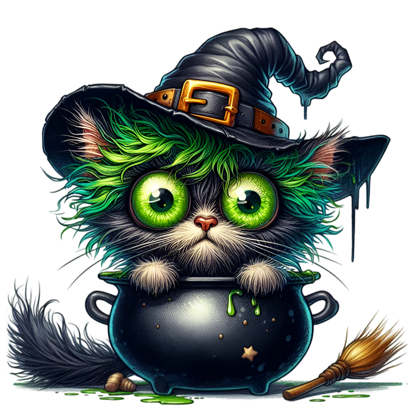 Bügelbild Halloween Katze mit Hut #7