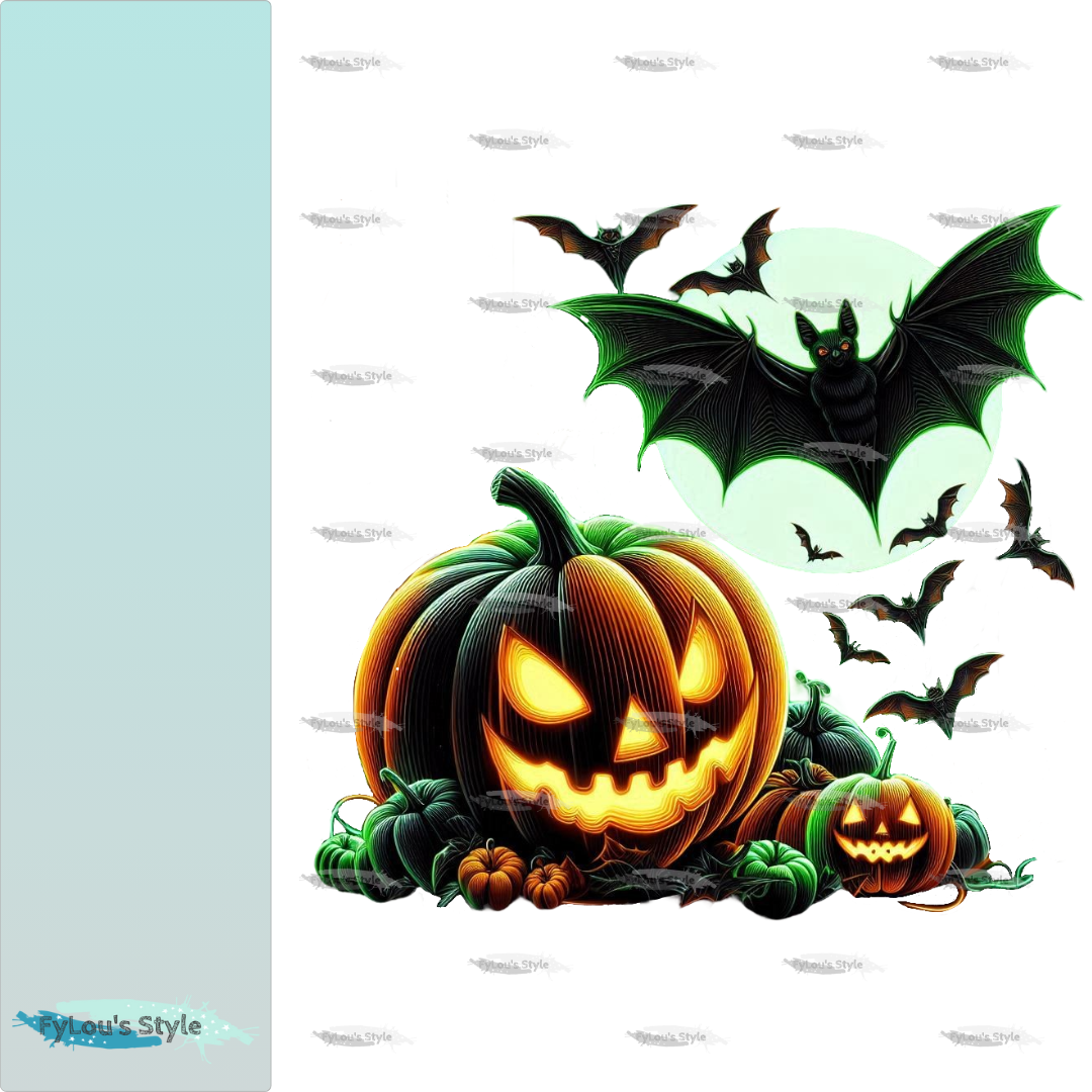 Bügelbild Halloween Neon Green Kürbis #2