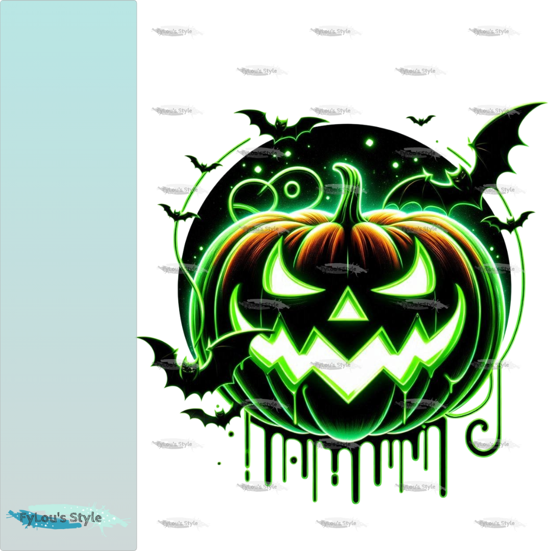 Bügelbild Halloween Neon Green Kürbis #6