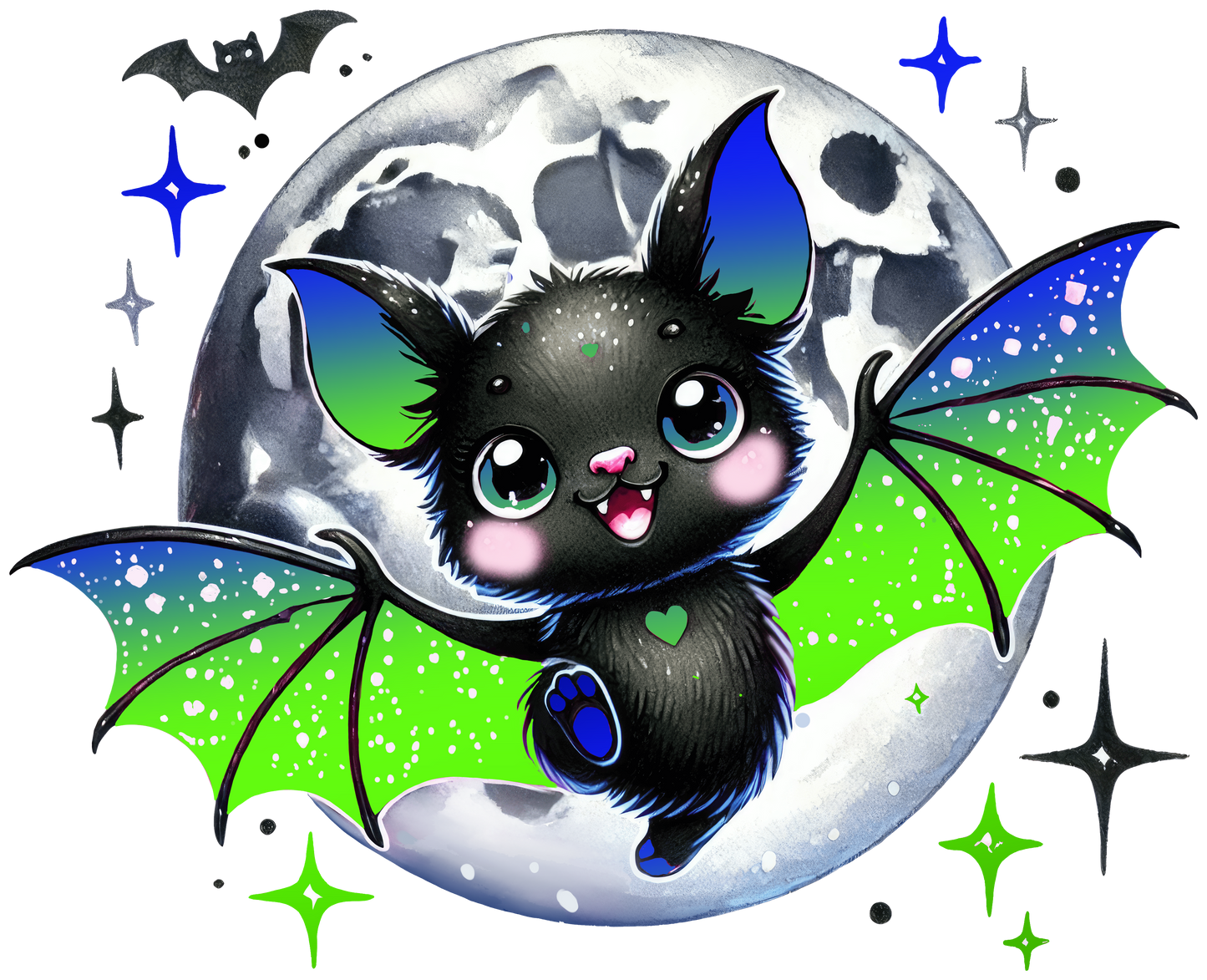 Bügelbild Halloween Fledermaus blau