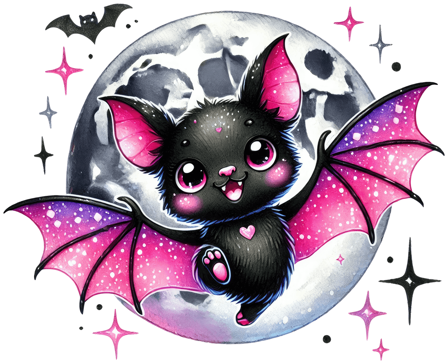 Bügelbild Halloween Fledermaus pink