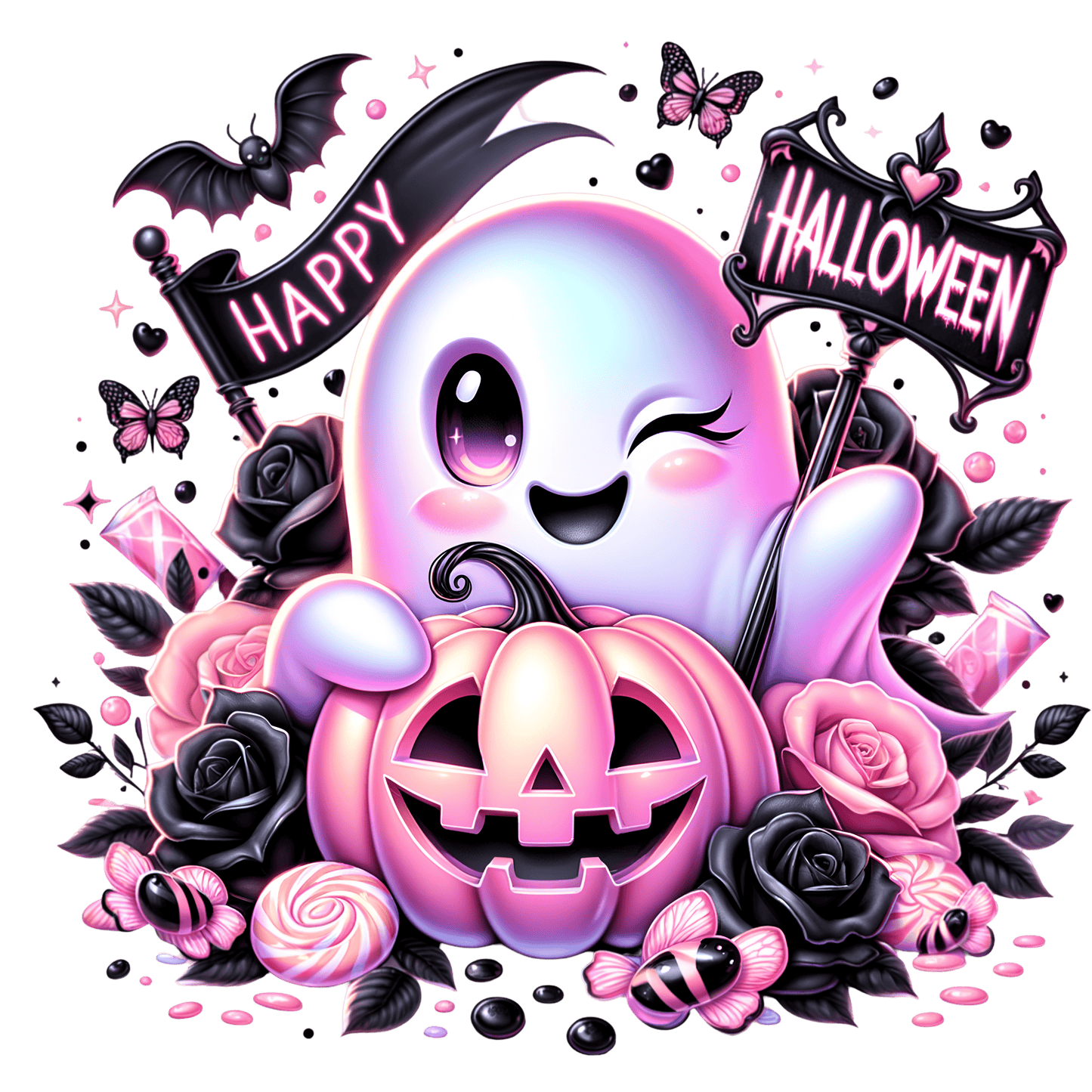 Bügelbild Happy Halloween süßer Geist