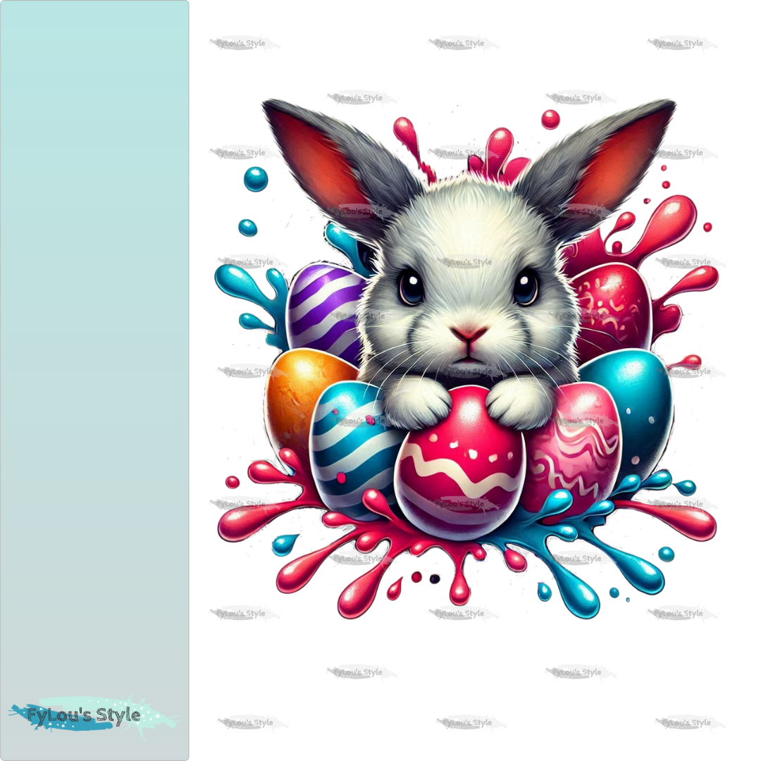 Bügelbild Hase mit bunten eiern Fylou's Style