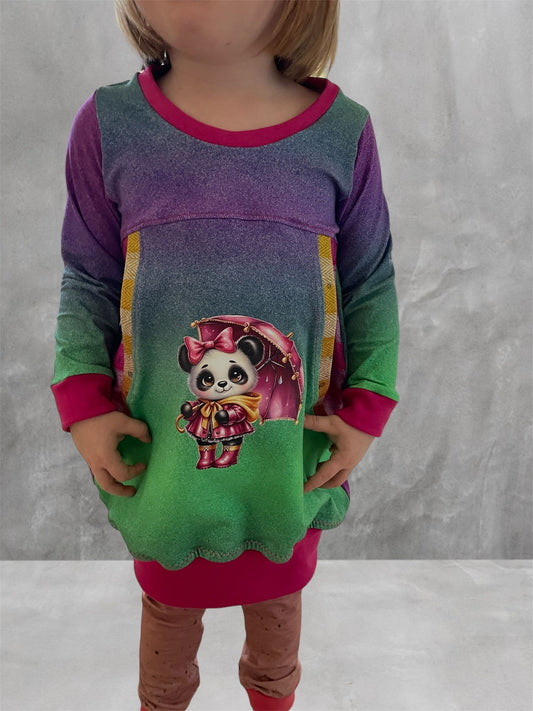 Bügelbild Panda Mädel im Regen #13