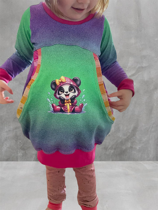 Bügelbild Panda Mädel im Regen #6