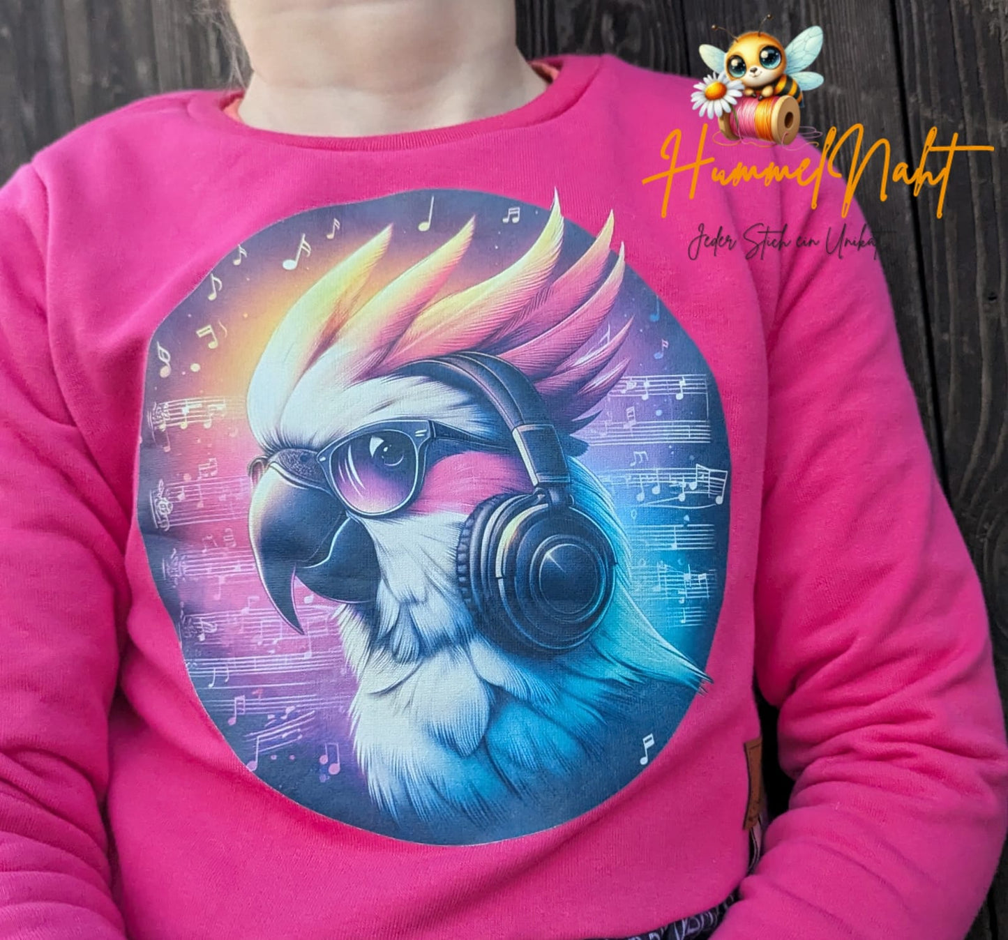 Bügelbild Musik Kakadu rund Fylou's Style