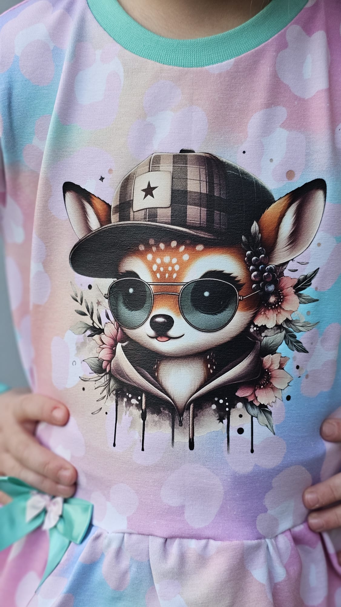 Bügelbild Cool Reh mit Karo Cap Fylou's Style