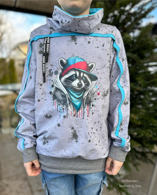 Bügelbild Cool Waschbär mit Cap Fylou's Style