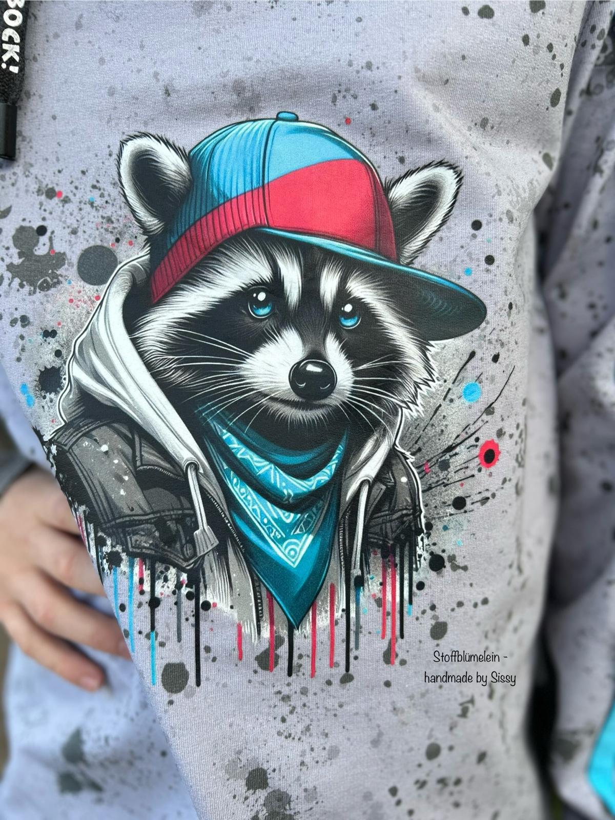 Bügelbild Cool Waschbär mit Cap Fylou's Style
