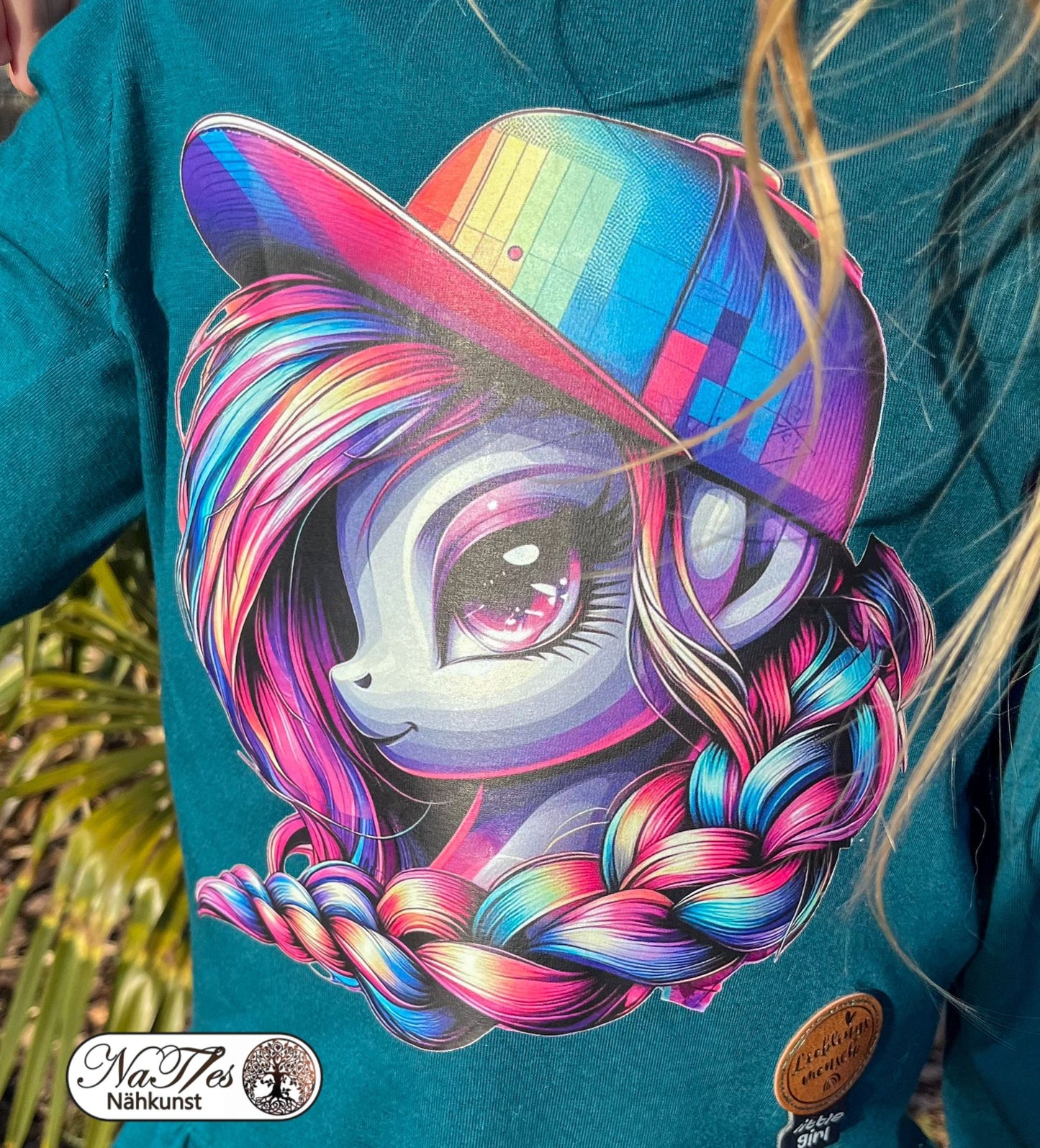 Bügelbild Bezauberndes Einhorn mit Cap Fylou's Style