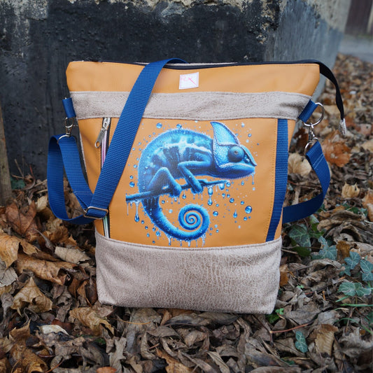 Bügelbild Chamäleon 3D Tropfen blau Fylou's Style