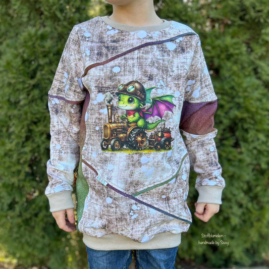 Bügelbild Steampunk Drache mit Traktor #1 Fylou's Style