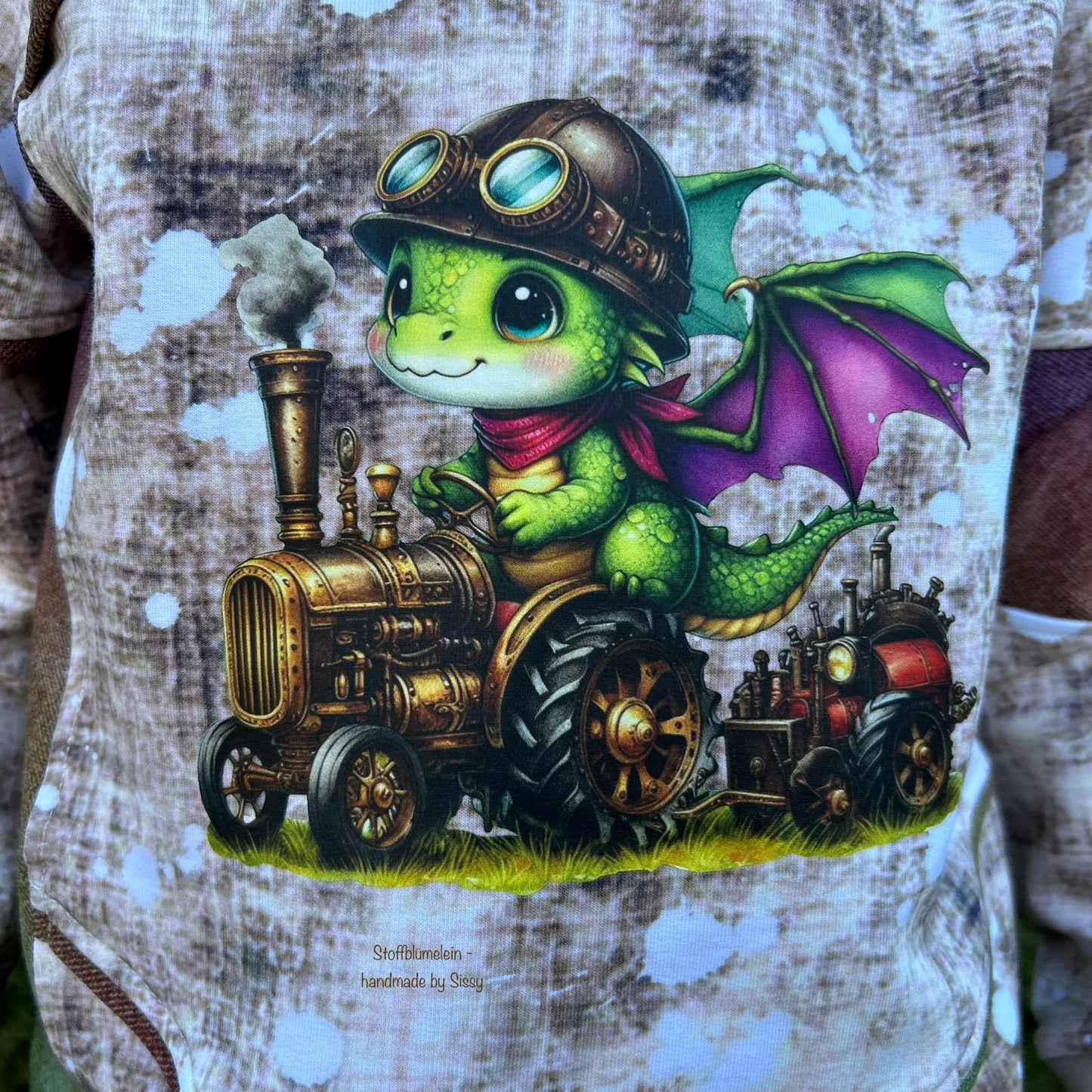 Bügelbild Steampunk Drache mit Traktor #1 Fylou's Style
