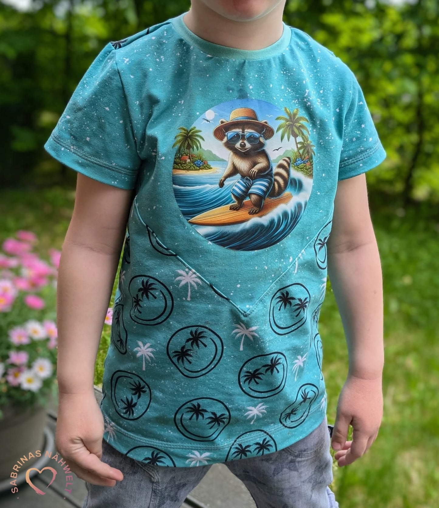 Bügelbild Waschbär mit Surfboard #3 Fylou's Style