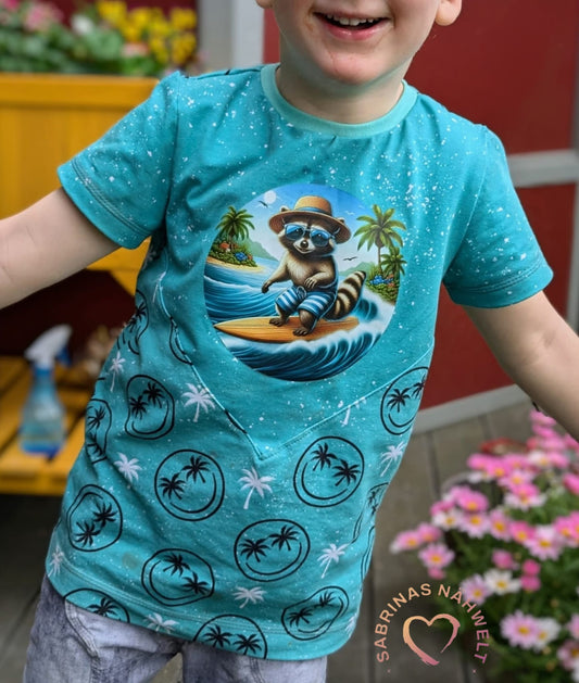 Bügelbild Waschbär mit Surfboard #3 Fylou's Style