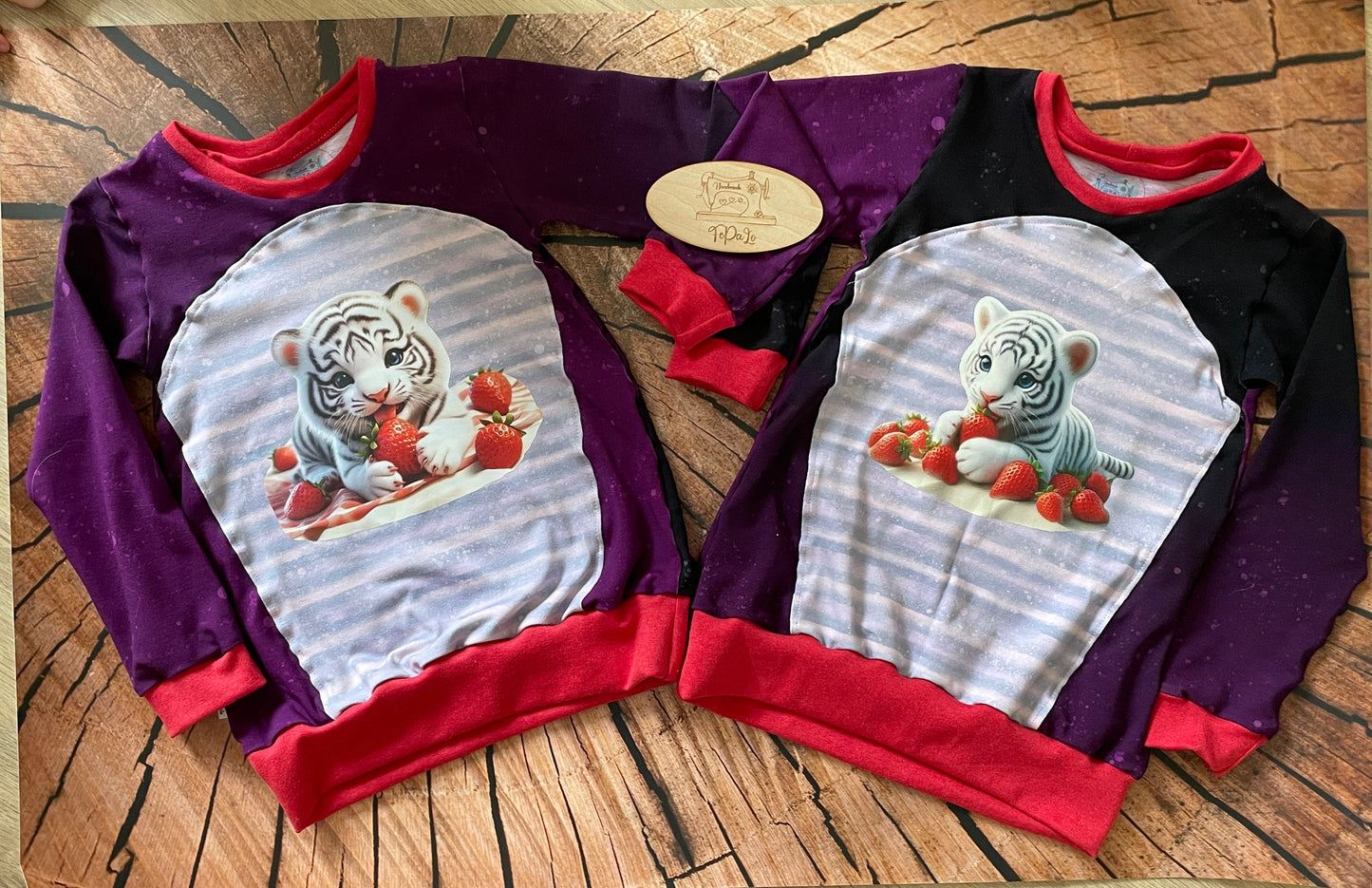 Bügelbild kleiner Tiger nascht Erdbeeren #1 Fylou's Style