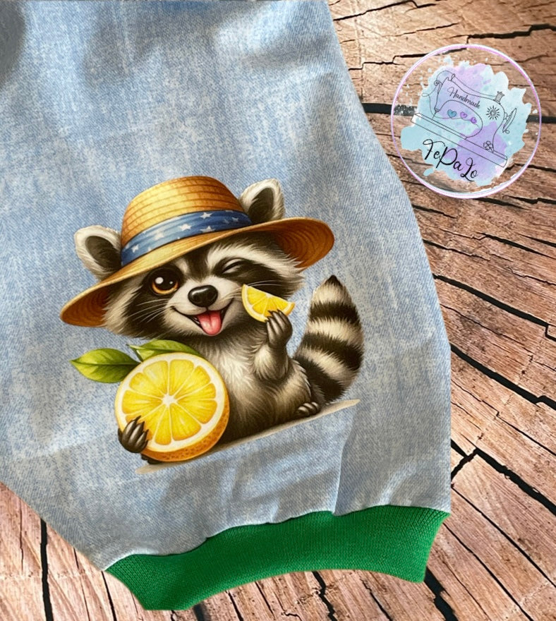 Bügelbild Waschbär mit Zitrone Fylou's Style