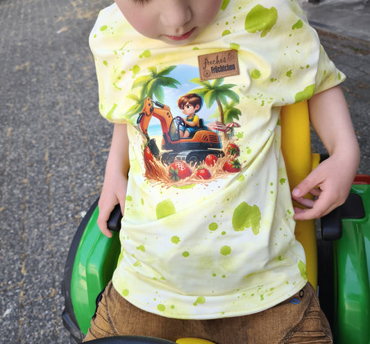 Bügelbild Junge mit Erdbeer Bagger #3 Fylou's Style