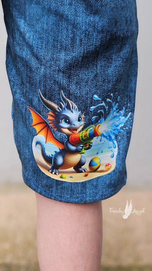 Bügelbild kleiner Drache mit Wasserspritzpistole #1 Fylou's Style