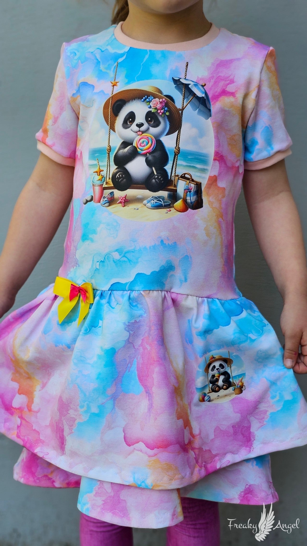Bügelbild Panda auf Schaukel am Strand #2 Fylou's Style