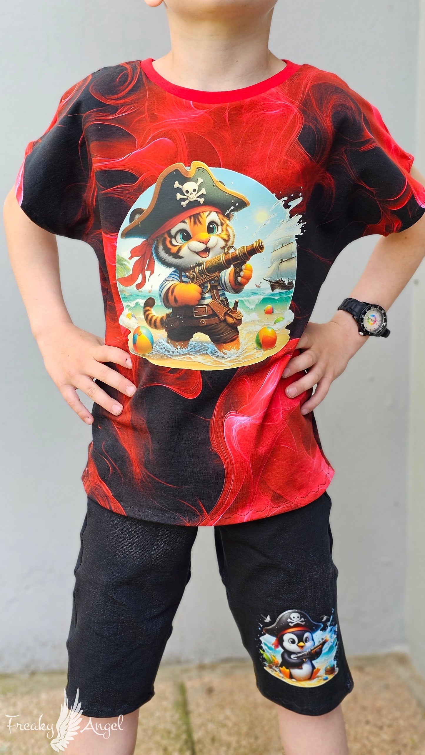 Bügelbild Piraten Tiger mit Wasserspritzpistole #1 Fylou's Style