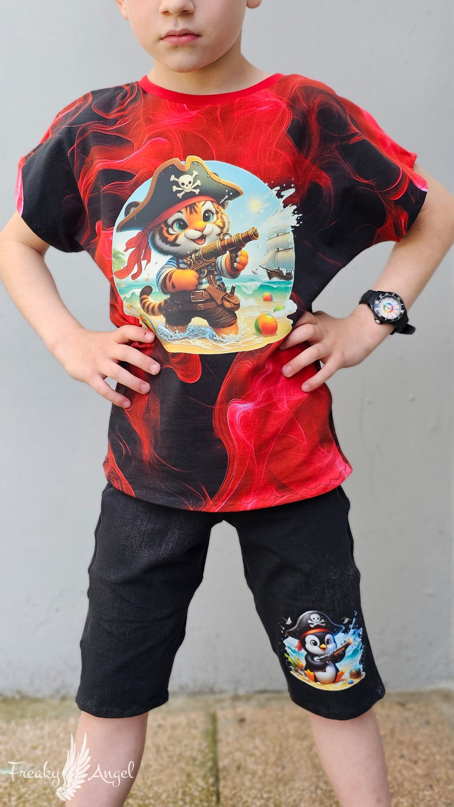 Bügelbild Piraten Pinguin mit Wasserspritzpistole #1 Fylou's Style