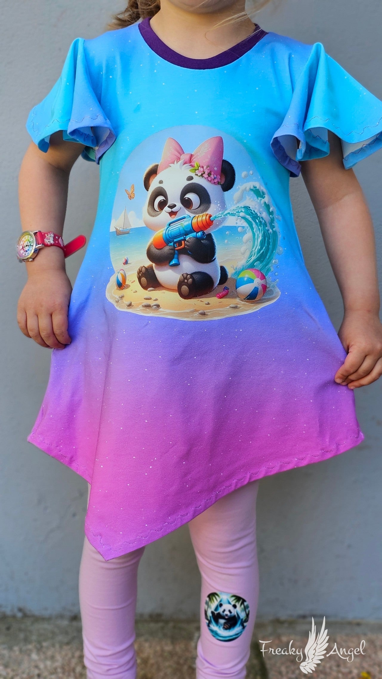 Bügelbild Panda Girl mit Wasserspritzpistole #1 Fylou's Style